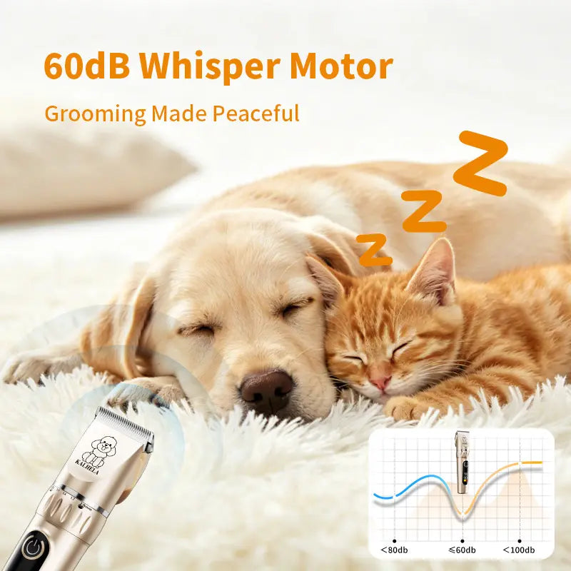 KALHELA Rechargeable Cordless Dog & Cat Grooming Clippers Kit - Low-Noise 2-Speed Electric Groomer Tools with LED Display, Trimmer, Shaver, ABS Body, Easy Clean, Removable Batteries (Yes to Rechargeability)