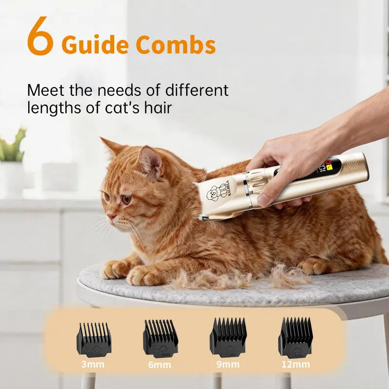 KALHELA Rechargeable Cordless Dog & Cat Grooming Clippers Kit - Low-Noise 2-Speed Electric Groomer Tools with LED Display, Trimmer, Shaver, ABS Body, Easy Clean, Removable Batteries (Yes to Rechargeability)